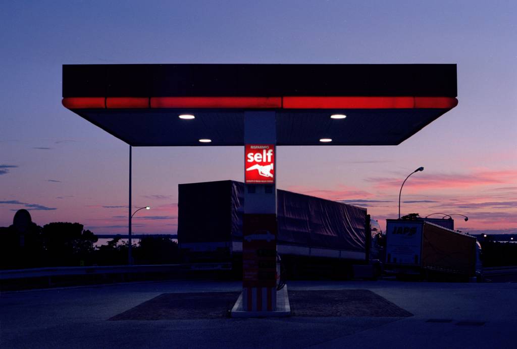 Gas station at sunset